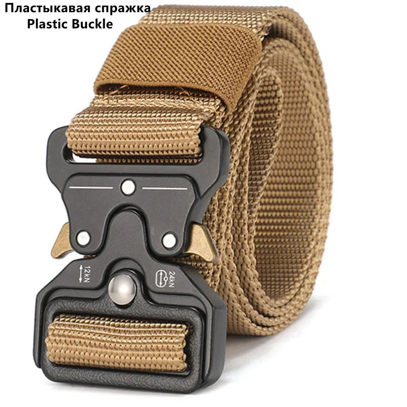 LOR MALE Men's Belt Outdoor Hunting Tactics Belt Multi functional Buckle Nylon Belt High Quality Marine Corps Canvas Belt