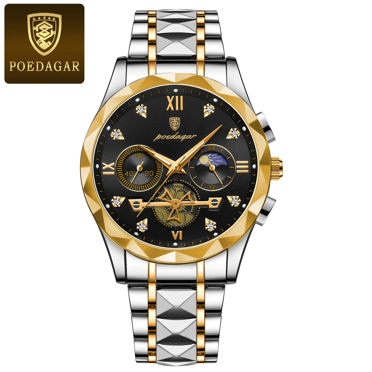 LOR MALE POEDAGAR Top High Quality Man Wristwatch Stainless Steel Chronograph Business Men Watch Waterproof Luminous Quartz Men's Watches