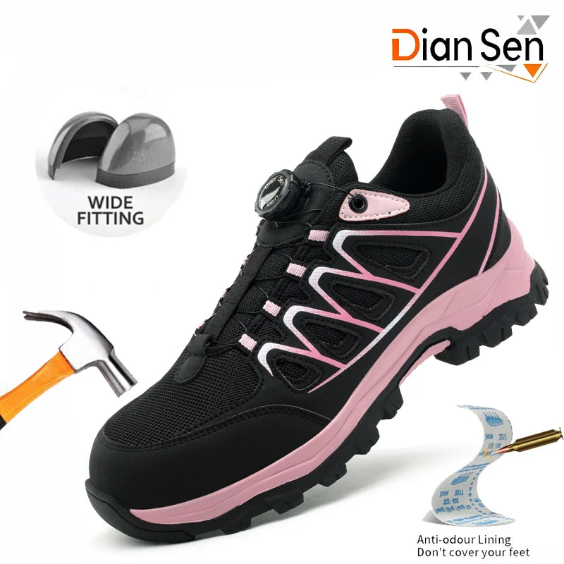 LOR MALE Safety Boots Womens Steel Toe Cap Shoes Casual Walking Wear-resisting Anti-Puncture Work Shoes Indestructible Anti-smash Shoes