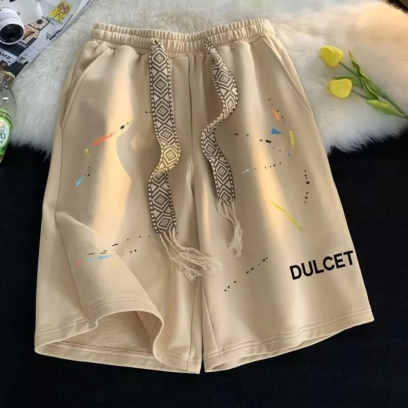 LOR MALE Men Shorts Casual Short Pants Oversize Size Beach Shorts Fun Letters Ring