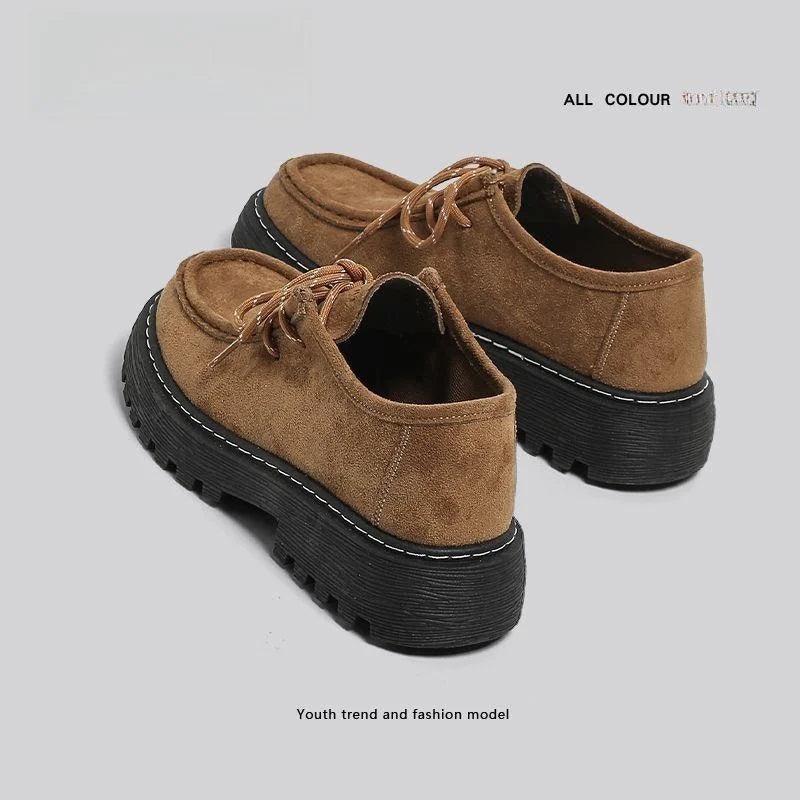 LOR MALE Men's Low-Top  Work Boots British Style round Toe Leather Shoes Comfortable Spring Autumn Seasonal Fashion Workwear
