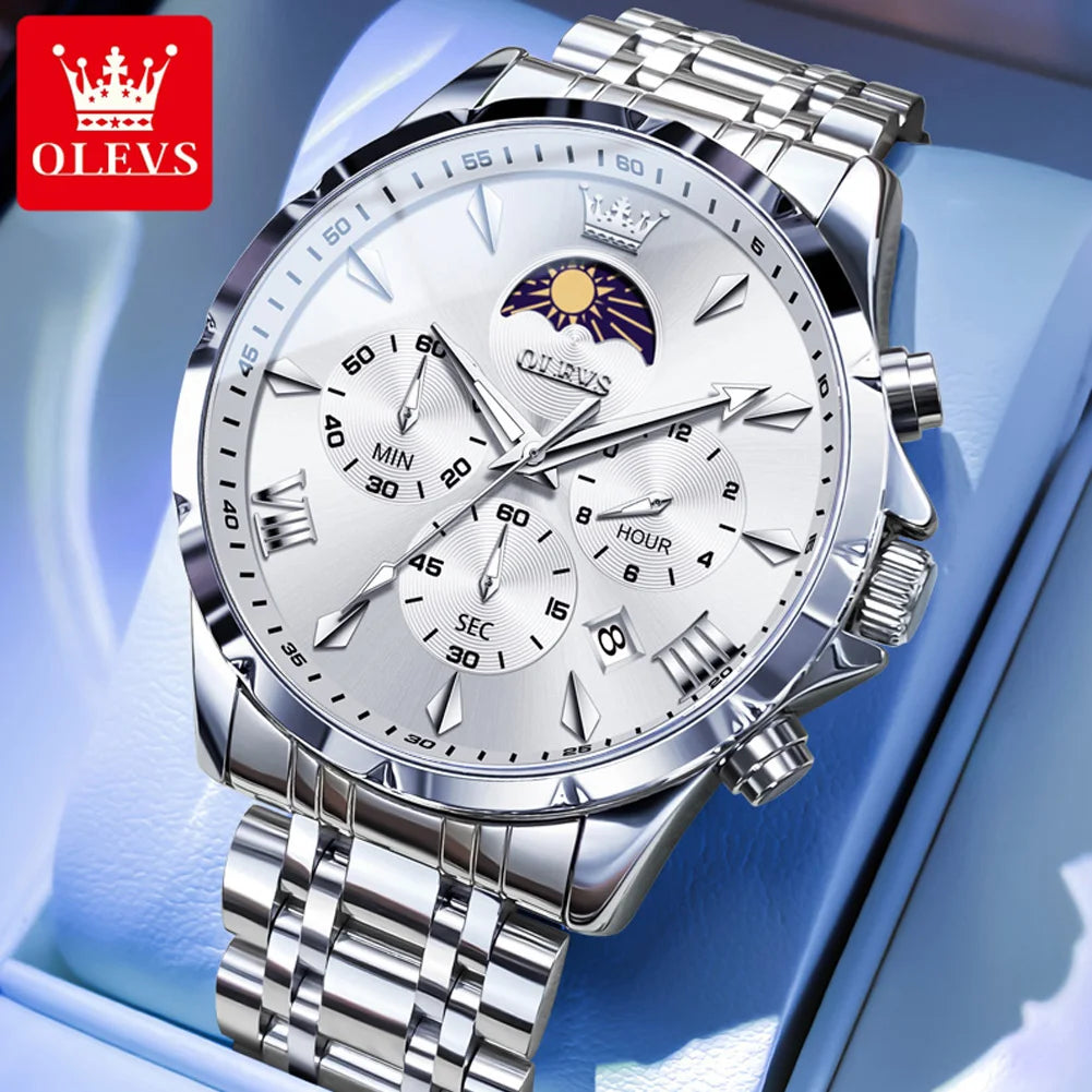 LOR MALE OLEVS 3653 Mans Watch Multifunctional Chronograph Quartz Watch Moon Phase Watc 2