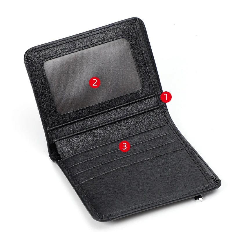 LOR MALE Slim Wallet Men Genuine Leather Thin Pocket Wallet for Men Short Purse Unisex Women  Mini Wallets Card Holder Small Coin Purse