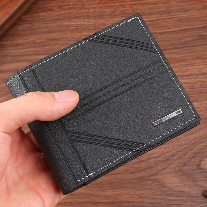 LOR MALE Wallet Short Wallet Youth Horizontal Soft Leather Business Wallet Credit ID