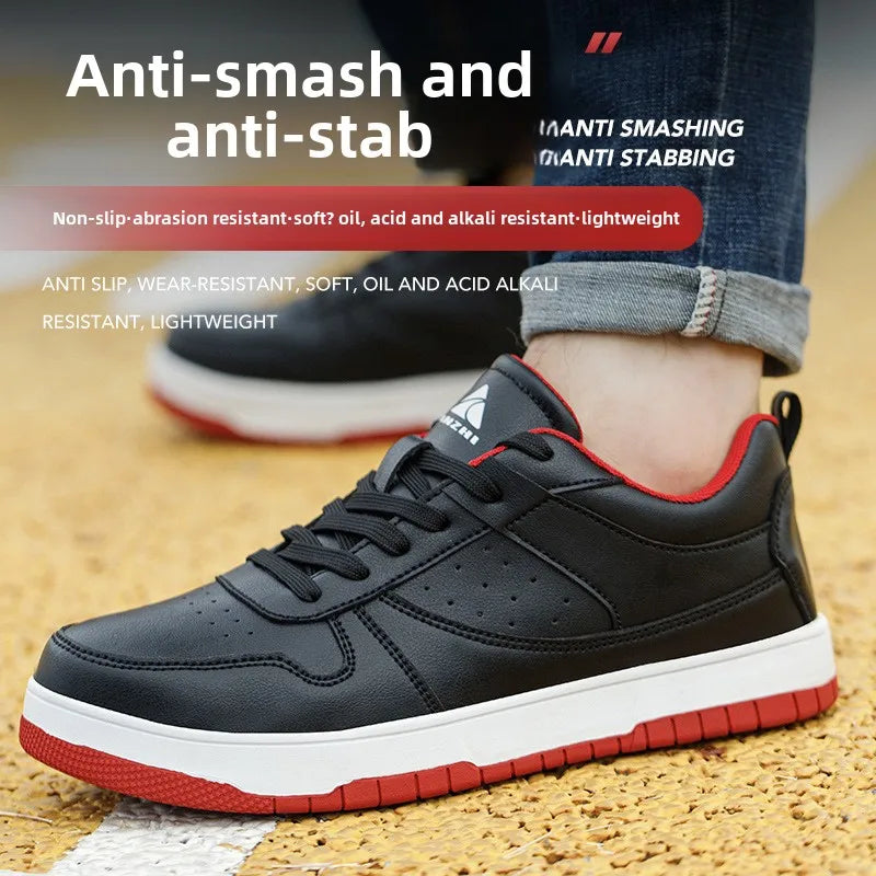 LOR MALE Steel Toe Man Work Boots Industrial Fashion Safety Shoes Men Non-Slip Work Sneakers Construction Waterproof Work Mens Shoes
