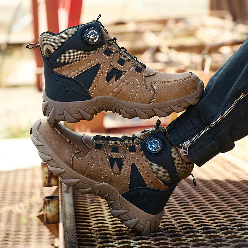 LOR MALE Waterproof Safety Boots Men Indestructible Steel Toe Work Boots Anti-smash Stab-resistant Safety Shoes Mens Tactical Ankle Boots