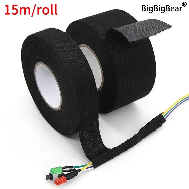 LOR MALE 1/3/5 Roll Heat-resistant Adhesive Cloth Fabric Tape 9-50mm For Automotive Cable Tape Harness Wiring Loom Electrical Heat Tapes