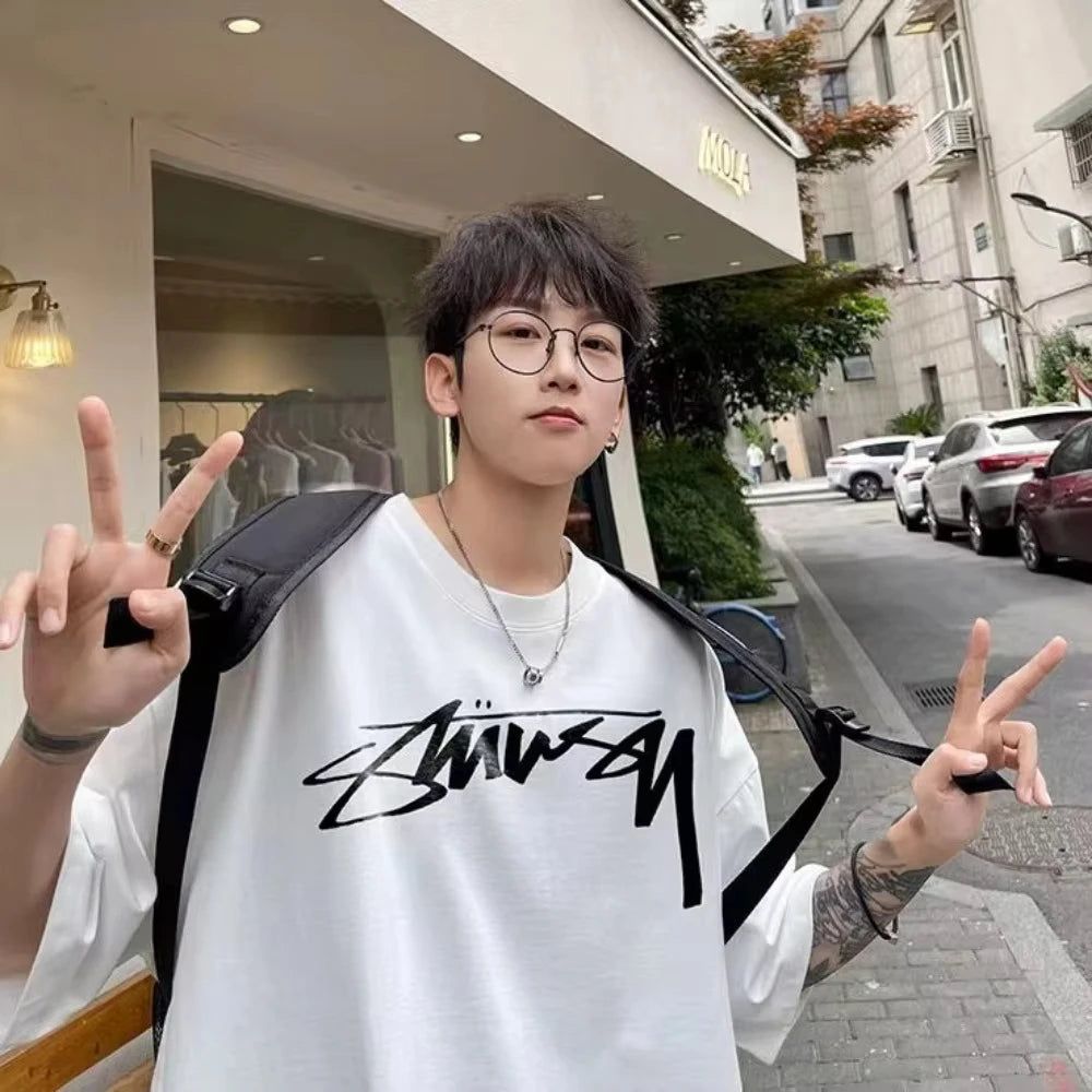 LOR MALE Men's T-shirt Fashion Style Trend Short-sleeve T-shirt 2026 Summer New Printed Versatile Casual T Shirt Men and women