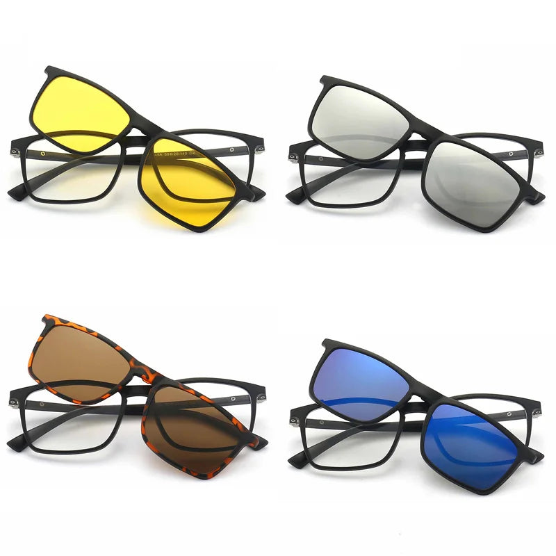 LOR MALE Polarized Sunglasses Men Women 2 In 1 Magnetic Clip On Glasses TR90 Optical Prescription Eyewear Frames Eyeglasses