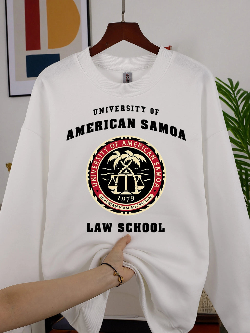 American Samoa Law School Print Men Sweatshirt Casual Soft O-Neck Top All-Match Clothing Unisex Autumn Loose Fleece Pullovers
