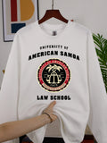 American Samoa Law School Print Men Sweatshirt Casual Soft O-Neck Top All-Match Clothing Unisex Autumn Loose Fleece Pullovers