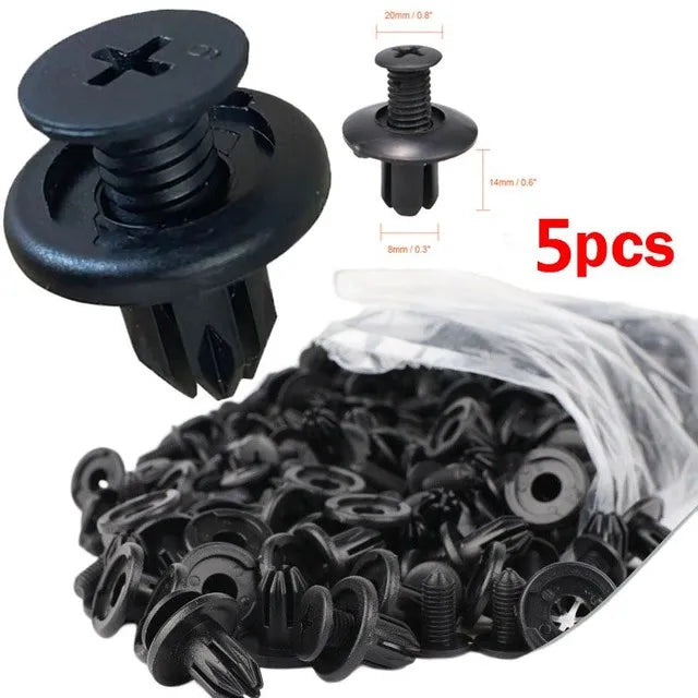 LOR MALE 1/5/10/30/50/100pcs 8mm Plastic Rivets Fasteners Screw Car Bumper Fender Black Rivet Car Fastener Clips for Toyota Focus Kia Nis