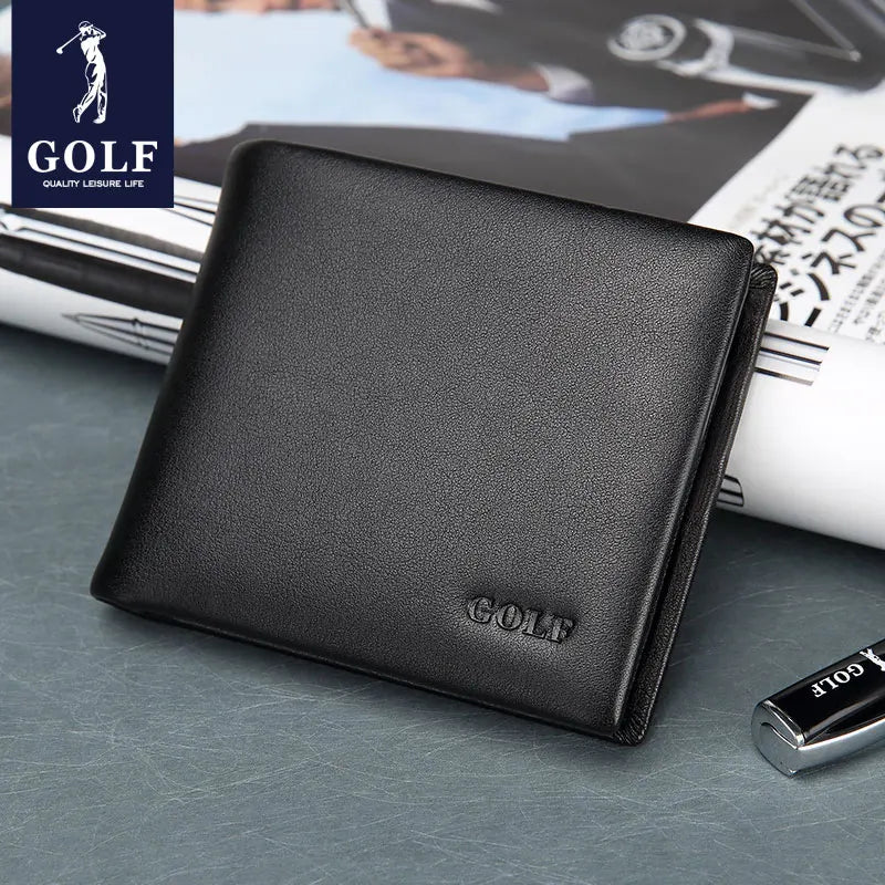 LOR MALE Golf men short wallet 2024 trend Leather Business Wallet Horizontal Section