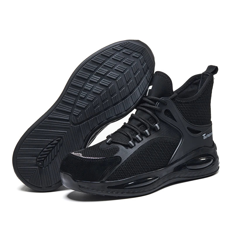 LOR MALE Men's Steel Toe Safety Shoes Work Boots Anti-Puncture Slip Resistant Lightweight Breathable Industrial Construction