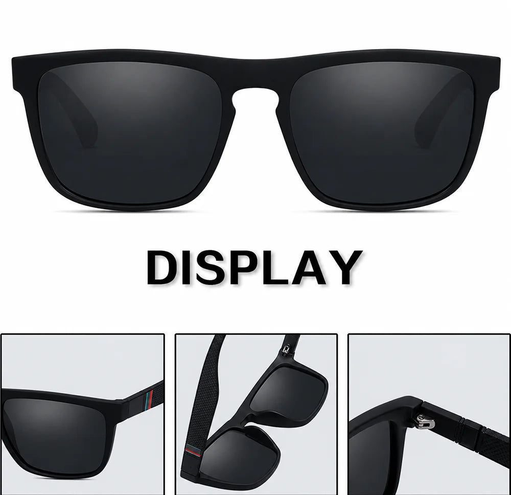 LOR MALE Polarized Sunglasses for Men Women Luxury Square Frame UV400 Driving Fishing Cycling Walking Beach Outdoor Sports Sun Glasses