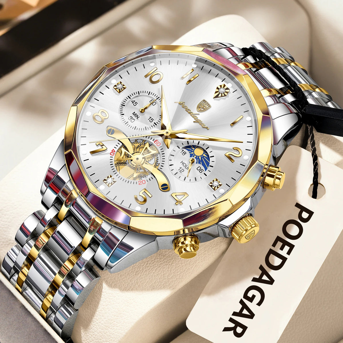 LOR MALE POEDAGAR Luxury High Quality Man Wristwatch Chronograph Stainless Steel Quartz Men's Watches Waterproof Luminous Men Clock Reloj
