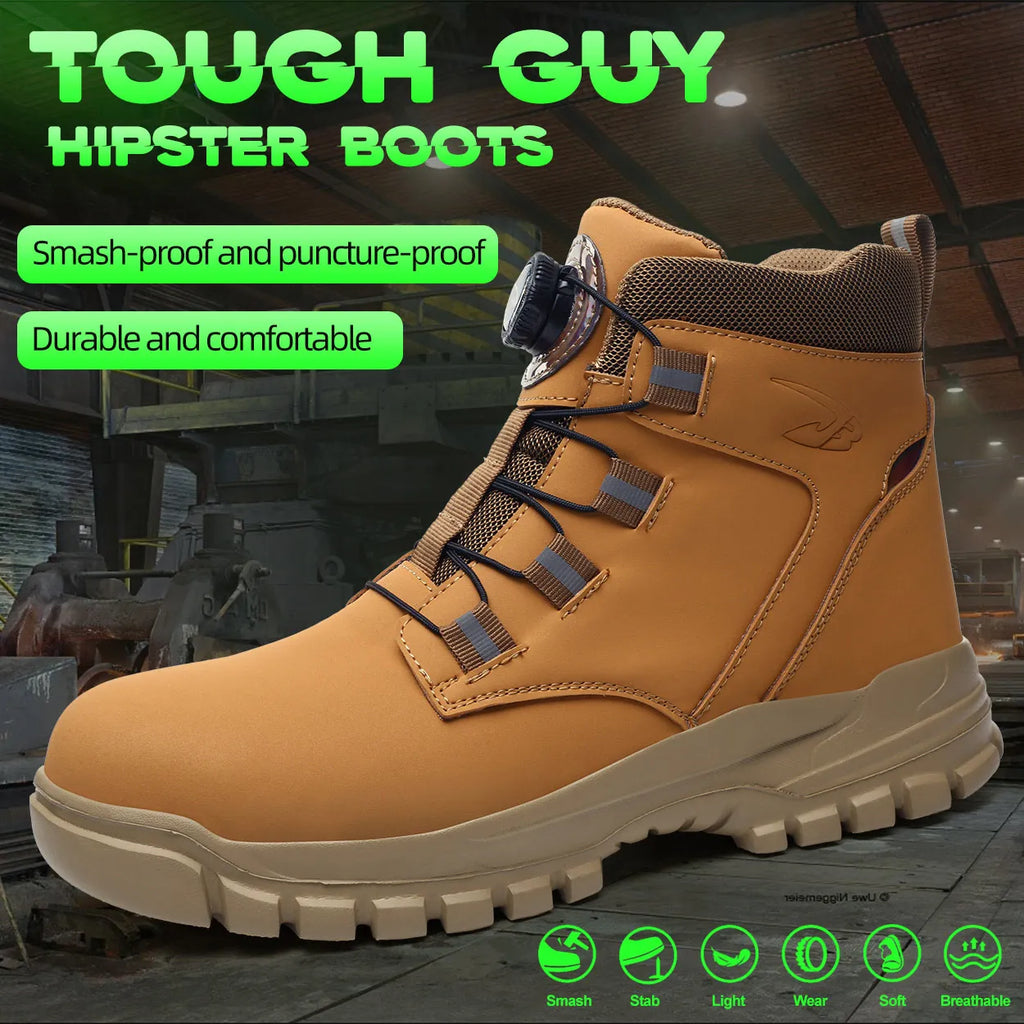 LOR MALE Waterproof Safety Boots Men Indestructible Steel Toe Work Boots Anti-smash Stab-resistant Safety Shoes Biker Botas Para Hombre