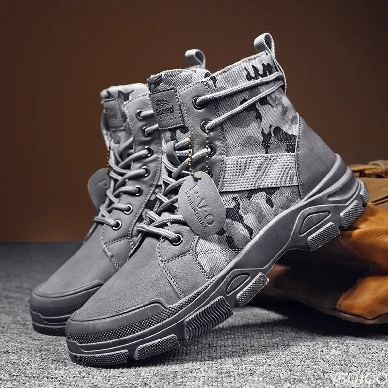 LOR MALE Men Boots Casual Outdoor Desert Boots Autumn Fashion Camouflage Lace-up Platform Shoes Man  Botas Masculina Zapatos Hombre