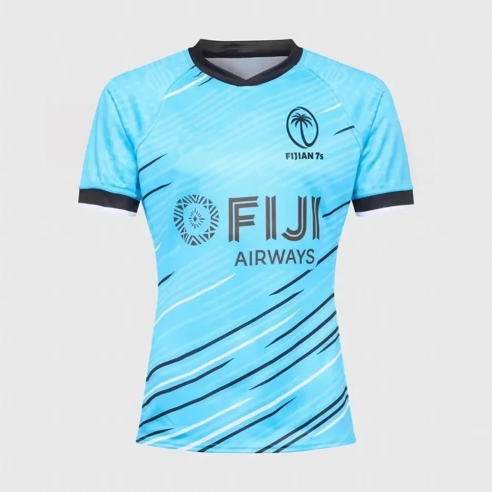 2026 Fiji 7s Rugby Jersey Men Fijian Airways Tribal Pattern Short Sleeve 7-a-side Rugby Fan Shirt Family Matching Clothing