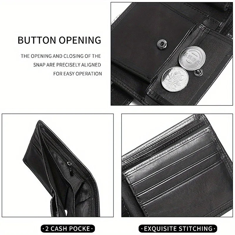 LOR MALE Genuine Leather Wallet, Rfid Anti-Theft Brush, Anti-Magnetic, Short Coin Purse
