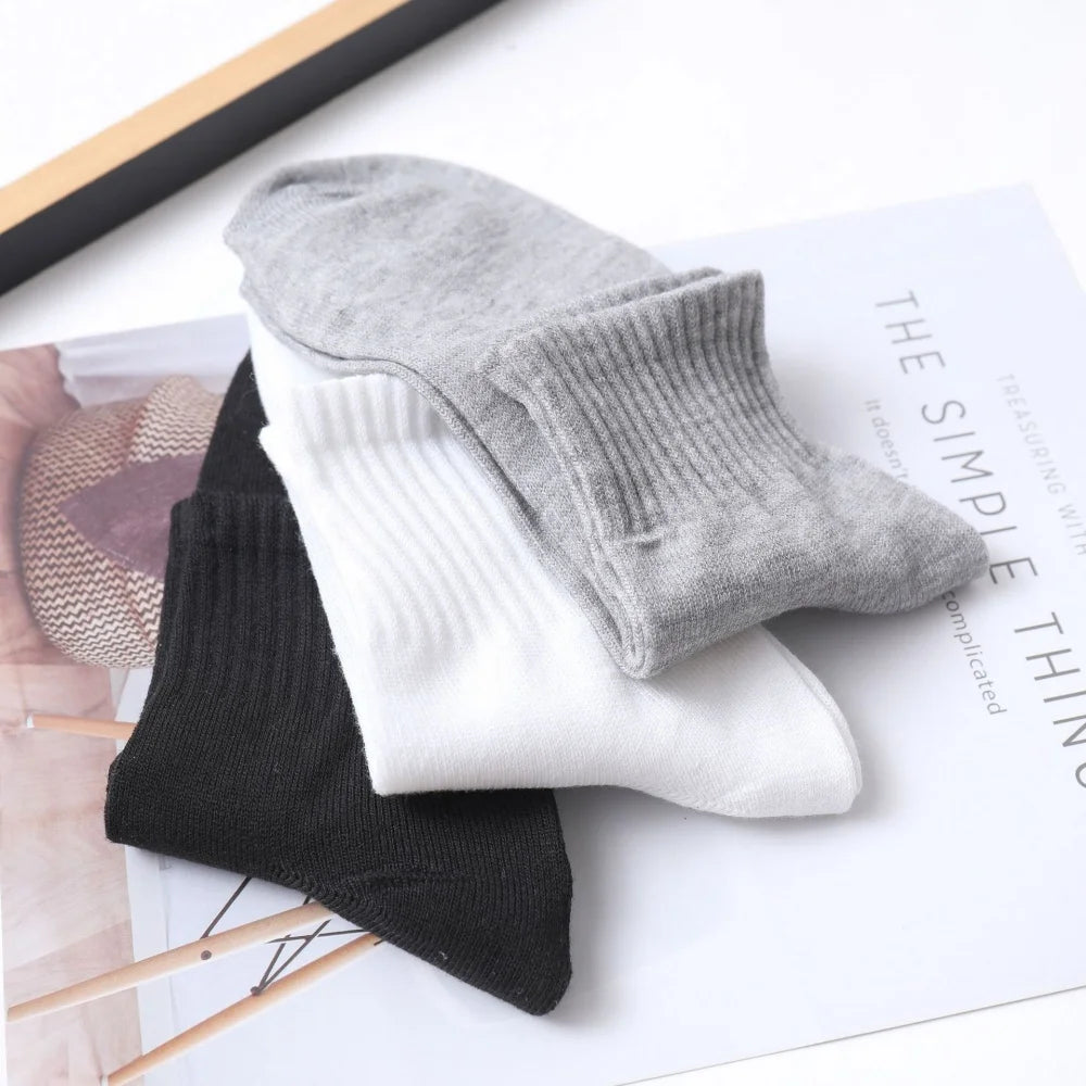 LOR MALE 10 Pairs of Men's Mid-Calf Socks Cotton Socks for All Seasons, Solid Color and Versatile