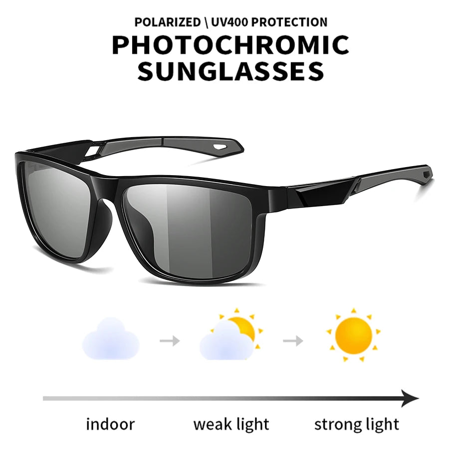 LOR MALE Photochromic Polarized Sports Vintage Sunglasses Men Women Fishing Cycling Driving Mountaineering Chameleon Sun Glasses