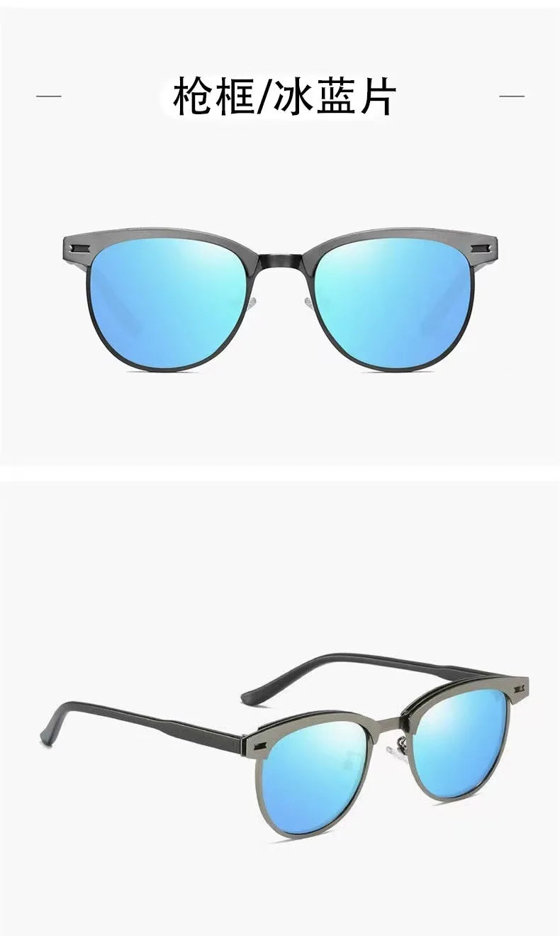 LOR MALE Polarizing Sunglasses Men Small Round Frame Retro Flow Sun Protection UV Glasses Sports Outdoor Travel Eyewear T248