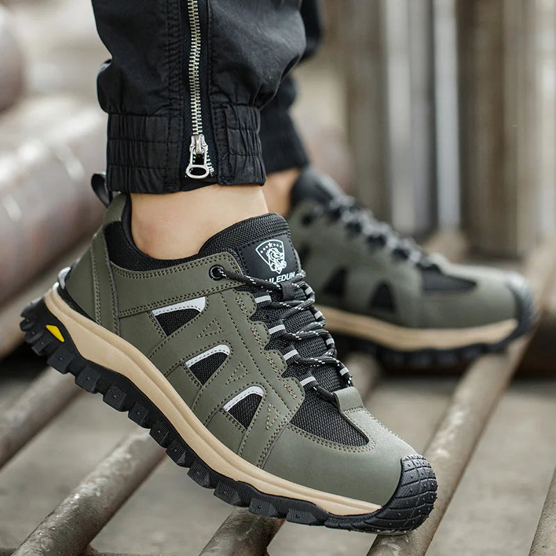 LOR MALE Steel Toe Safety Shoes Men Work Safety Boots Lightweight Breathable Comfortable Sneakers Men Boots Slip-Resistant Shoes