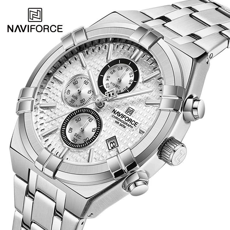LOR MALE NAVIFORCE Business Men's Quartz Chronograph Elegant Wild Waterproof Date Display Male Wristwatch High Quality Man Watches NF8042