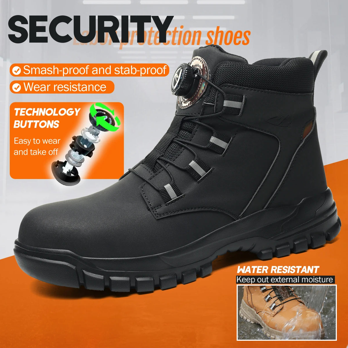 LOR MALE Waterproof Safety Boots Men Indestructible Steel Toe Work Boots Anti-smash Stab-resistant Safety Shoes Biker Botas Para Hombre