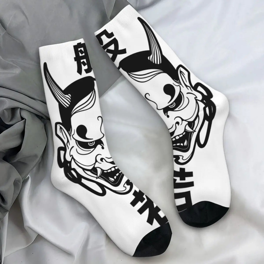 LOR MALE Socks Hannya Mask Stockings Winter Elegant Medium Soft Socks Graphic Outdoor