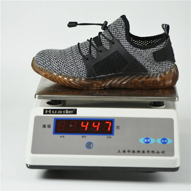 LOR MALE Steel Toe Work Boots for Men Breathable Safety Sneakers Construction Grade Anti-Puncture with Slip Resistant Rubber Sole Shoes