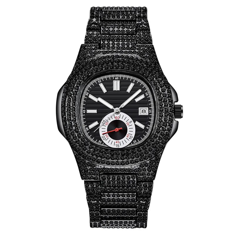 LOR MALE Hip Hop Watches Reloj Hombre Alloy Band Diamond Calendar Gifts Quartz