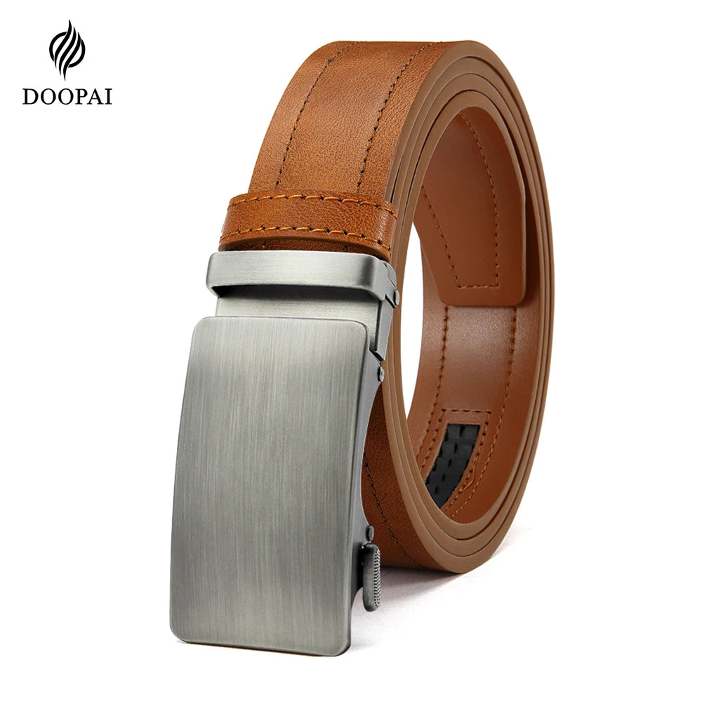 LOR MALE Men's Belt Metal Luxury Brand Automatic Buckle High-quality PU Leather High-quality Men's Business Casual Belt Multi-color