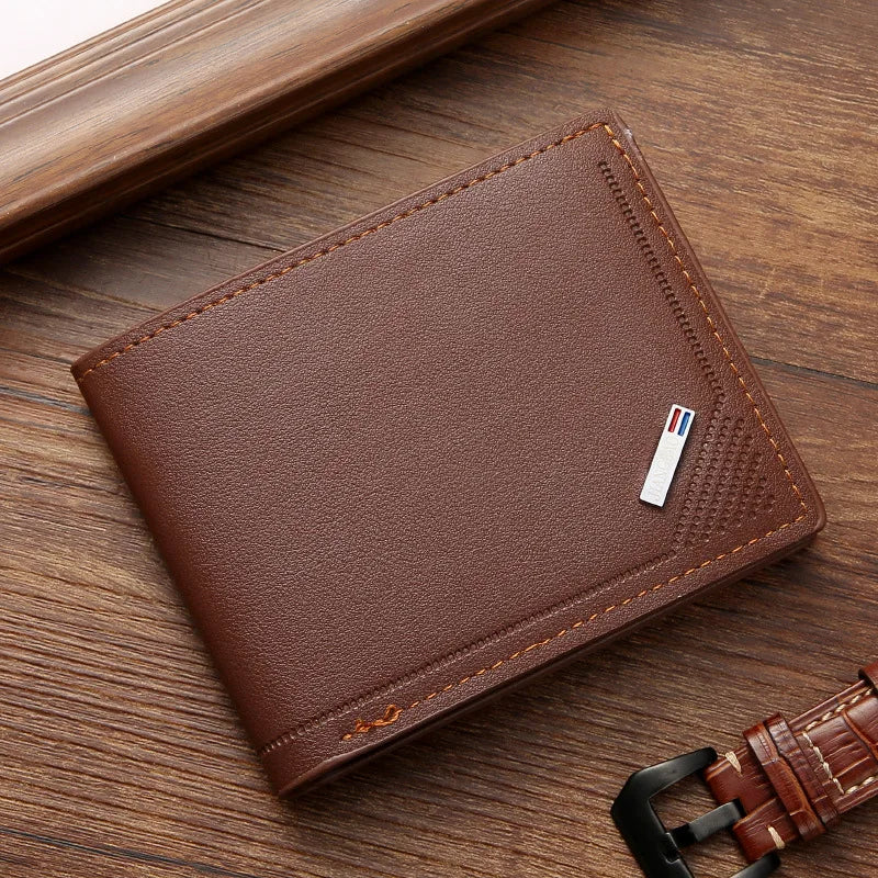 LOR MALE Wallet Short Wallet Youth Horizontal Soft Leather Business Wallet Credit ID