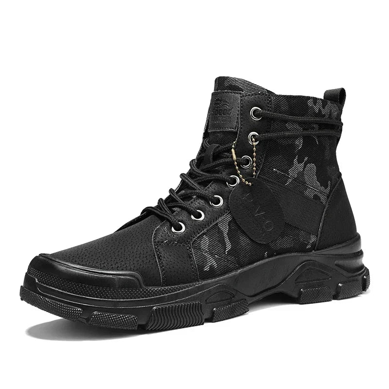 LOR MALE Boots for Men Autumn High Top Camouflage Desert Casual Flats Mens Boot Breathable Non Slip Work Shoes Zapatillas Hombre