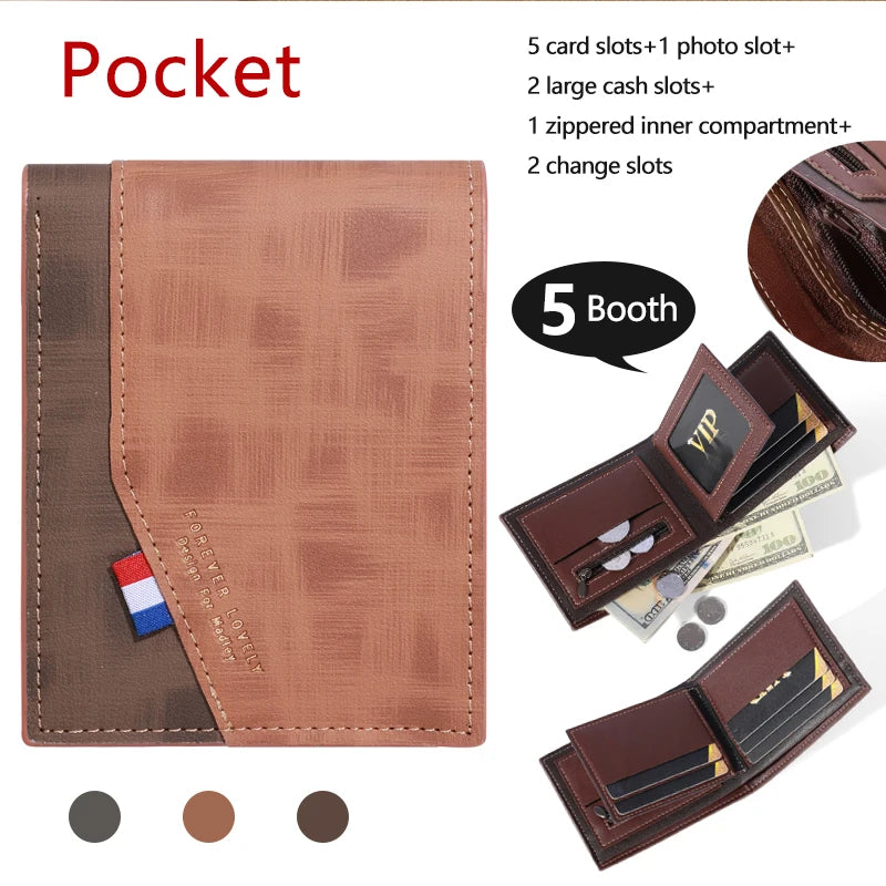 LOR MALE Vintage Multi-Slot Wallet – Coin & Photo Holder