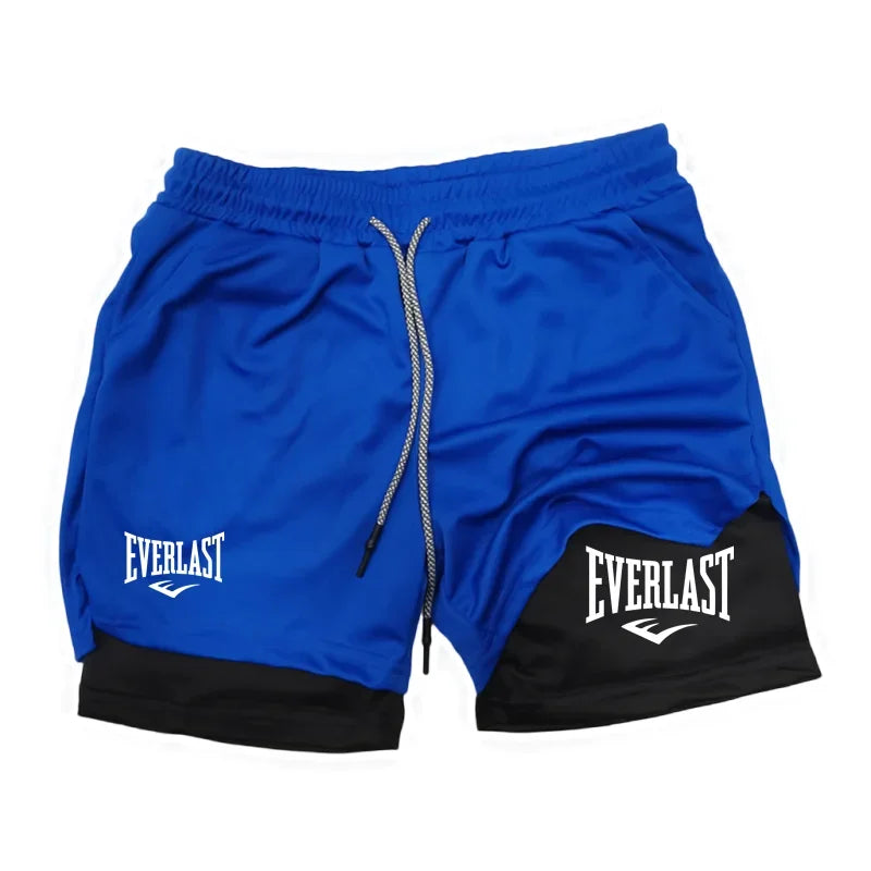 LOR MALE Men Running Shorts 2 In 1 Double-deck Sport Shorts Sportswear Gym