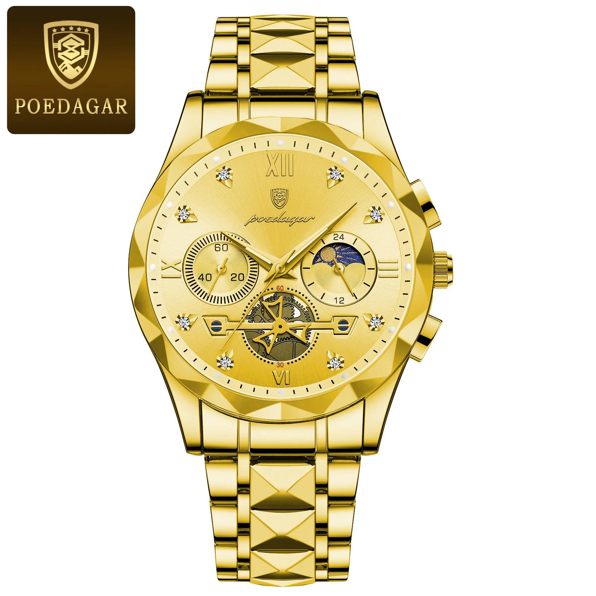 LOR MALE POEDAGAR Top High Quality Man Wristwatch Stainless Steel Chronograph Business Men Watch Waterproof Luminous Quartz Men's Watches