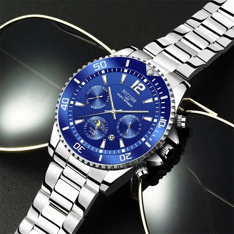 LOR MALE Watches Sport Waterproof Stainless Steel Quartz Watch Luxury Man Business Lumi