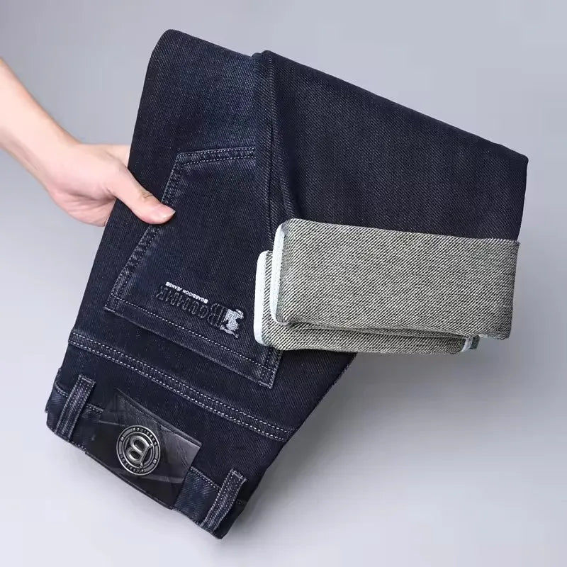 LOR MALE Men's Straight-leg Jeans High-quality Light Luxury Embroidered Casual Versatile Fashion Slimming Smooth Silhouette Style