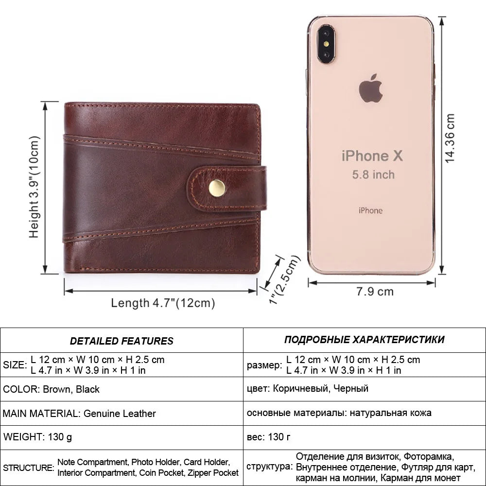 LOR MALE Men's Wallet Rfid Vintage Genuine Leather Wallets for Men Credit Card Holder Purse Money Bag Wallet Man