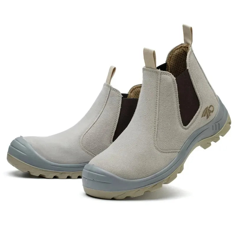 LOR MALE Safety Boots for Men Work Shoes Construction with Steel Toe Slip On Without Laces Welder Welding