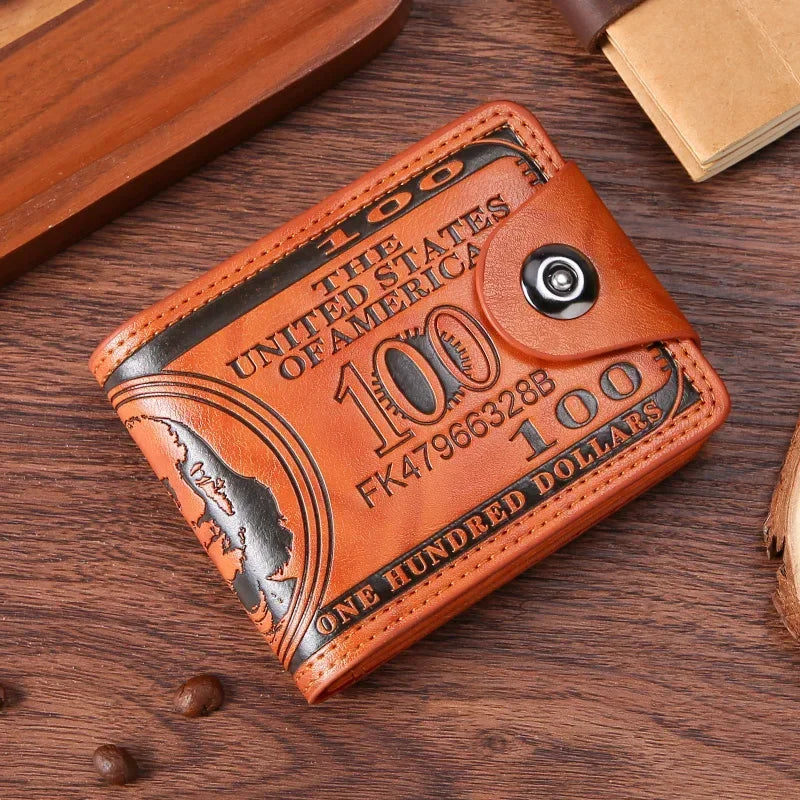 LOR MALE Men's Wallets  Dollar PatternWallet Male Leather Walet Photo Card HolderFashion Large Capacity Wallet Purse Bag