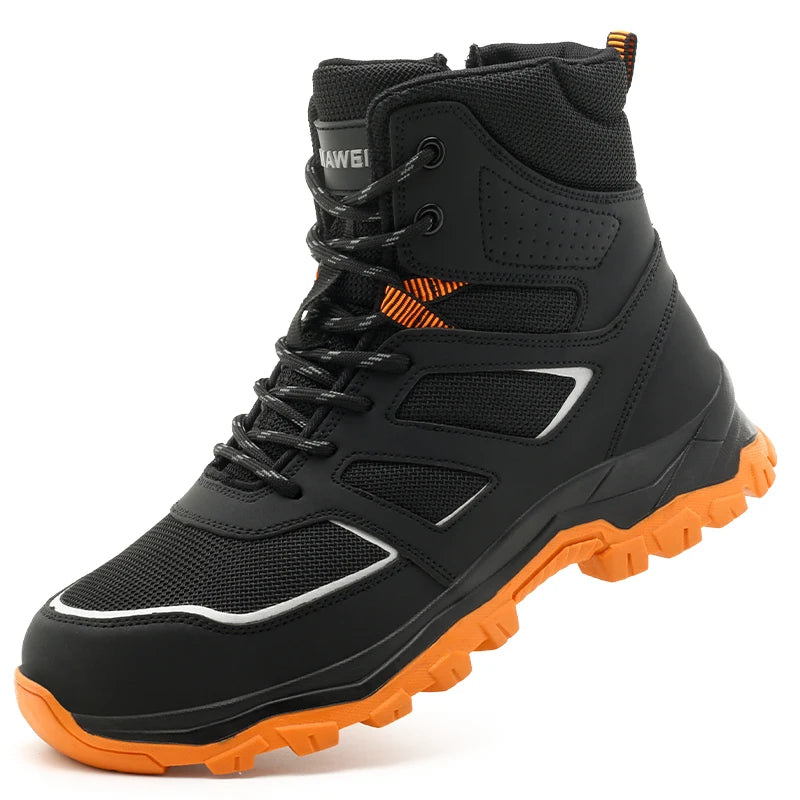 LOR MALE Waterproof Composite Toe Work Boots Puncture-Proof Non-Slip Breathable Comfort Fit for Warehouse Use Mne's Anti-smash Work Boots