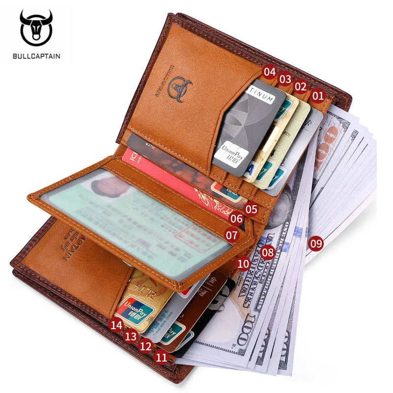 LOR MALE Men's High-End Genuine Leather Wallet, Short Style, Multi-Card Holder, Embossed Ultra-Thin Bi-Fold Wallet, Large Capacity, Multi-Card Slots, Credit Card Holder, Multifunctional Coin Purse, Men's Wallet, Men's Valentine's Day