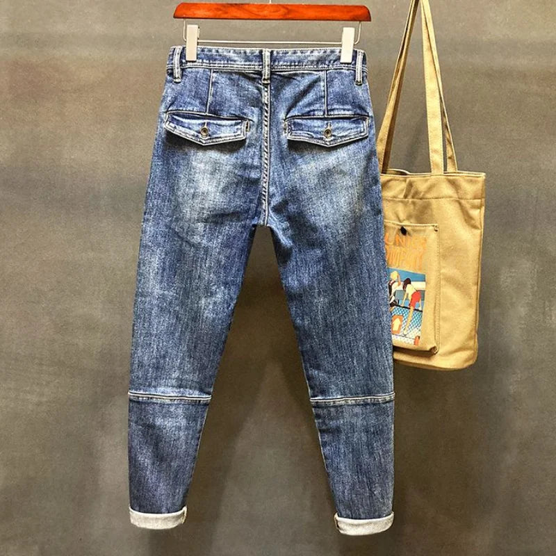 LOR MALE Jeans for Men Harem Torn High Quality Loose Mens Cowboy Pants Buggy Stylish Punk Boot Cut Vintage Ripped Washed Retro Trousers L