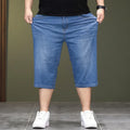 LOR MALE Loose Large Size Jeans Long Shorts for Men High Waist Plus 40 42 44 48 Summer Denim Knee Length Cropped Male Dad Capri Trousers