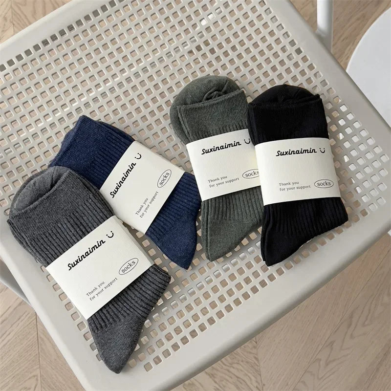 LOR MALE Socks Casual Men Business Male Breathable Elastic Cotton Long Socks Solid