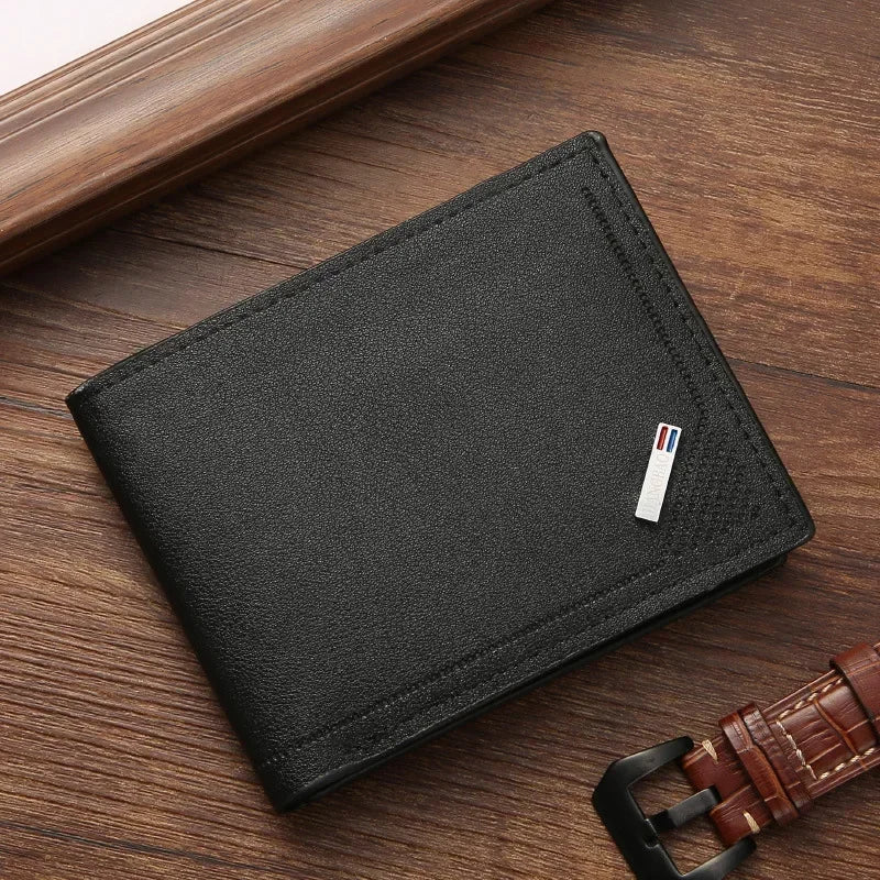 LOR MALE leather short wallet thin wallet foldable minimalist soft leather wallet